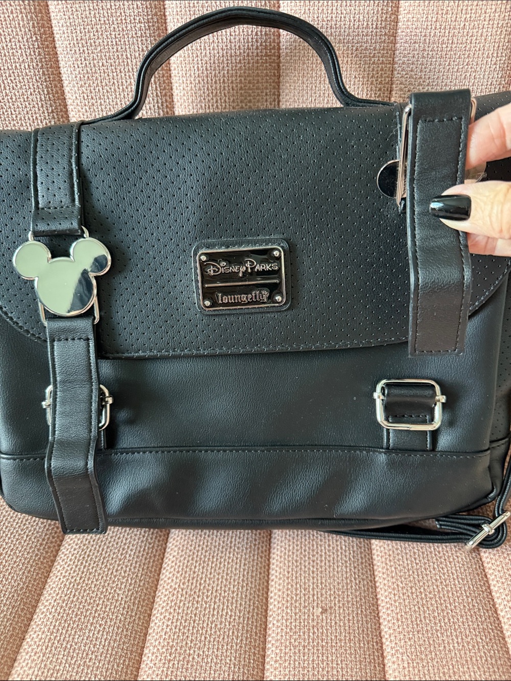 Loungefly Black Mickey Mouse Accent Crossbody Messenger Bag - Picture 8 of 8